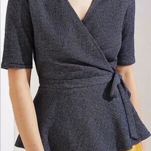 Loft Striped Wrap Blouse